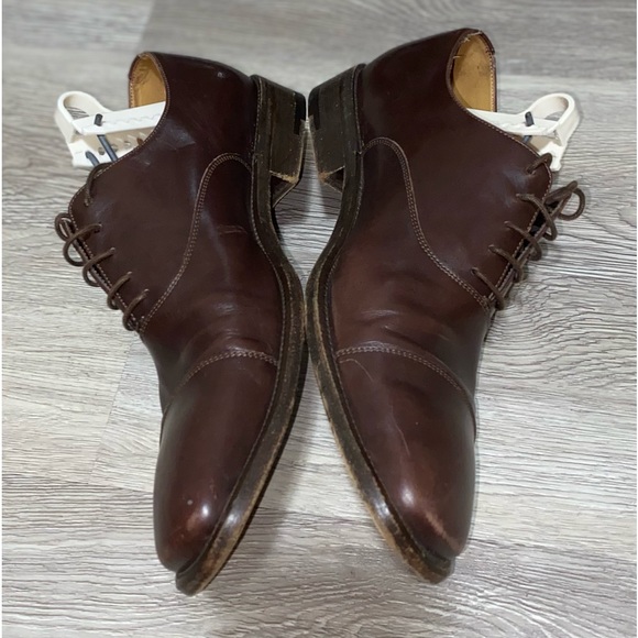 Ermenegildo Zegna Men's Dark Brown Leather Oxfords 8D Square Toe - Picture 7 of 10